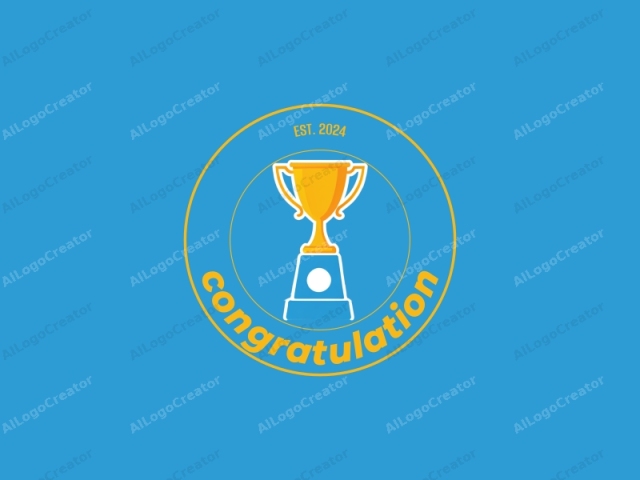 characterized by a vibrant, clean, and minimalist digital art style. The image features a single, large, golden trophy, prominently positioned at the center. The trophy is depicted in a simplistic manner, with sharp, clean edges and minimal detailing, emphasizing