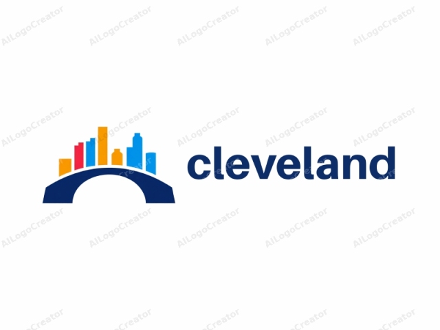 This logo features a stylized depiction of a bridge set against a white background. The bridge is represented in a simple, abstract design with two distinct arcs forming its main structure. The arcs are filled with a deep navy blue color, which contrasts sharply