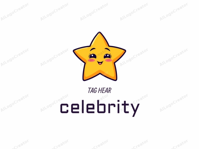 The image is a digital drawing of a five-pointed yellow star with a whimsical, cartoonish style. The star's face is depicted in a cheerful manner, with large, expressive eyes that are round and shiny, giving an innocent and playful