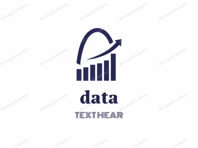 This is a digital graphic logo depicting a simplified, abstract concept related to economic growth or progress. The design consists of two main elements. At the top is a large, bold, blue, curved arrow pointing to the right, indicating an upward trajectory