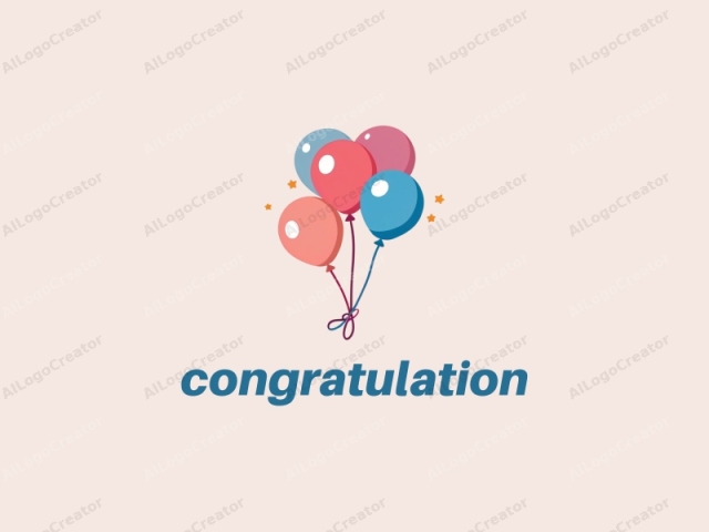 a simple, stylized group of balloons, each with a distinct color and texture. The image features four balloons, three of which are round and one is oval-shaped, all connected at the bottom by thin, curved strings in varying colors. The