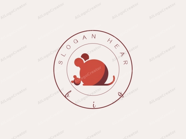 which features a minimalist design. The image showcases a stylized, flat, and simplified silhouette of a mouse. The mouse is depicted in a monochromatic red-brown color with minimal shading, giving it a smooth and clean appearance. Its body