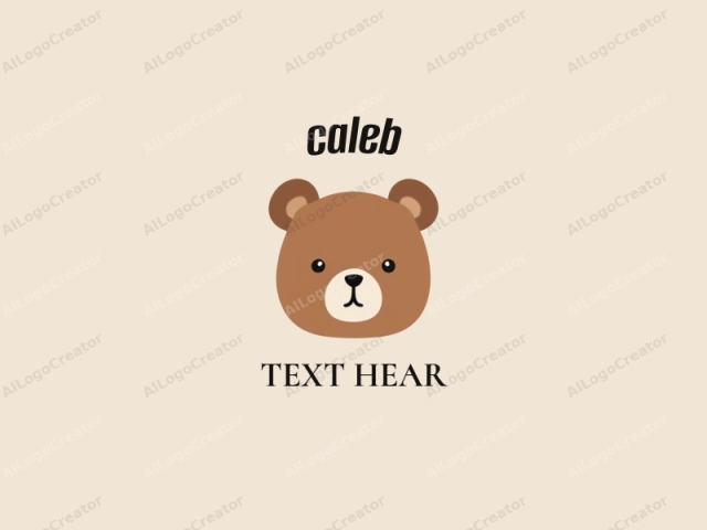 This is a minimalist logo illustration in a digital medium, featuring the stylized head of a teddy bear against a solid beige background. The teddy bear’s head is drawn with clean, smooth lines and solid colors, characterized by a simple,