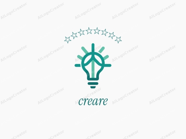 The image is a simple, clean, and minimalist logo, featuring a stylized light bulb centered on a plain white background. The light bulb, drawn in a solid teal line, has a sleek and modern design. It is oriented vertically and positioned