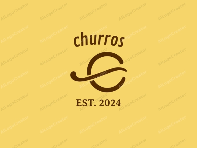 The image is a minimalist logo in a flat, digital medium. It features a simple, stylized design against a smooth, solid yellow background. The central focus is an abstract, brown, lowercase "c" with an elegant, flowing curve extending