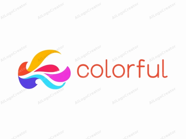 Dieses Bild ist ein stilisiertes Logo mit abstrakten, fließenden Formen. Es zeigt ein dynamisches, modernes Design mit glatten, geschwungenen Linien, die Wellen oder fließende Bewegung ähneln. Die verwendeten Farben sind lebhaft und lebendig: Orange, Rot, Blau, Lila,