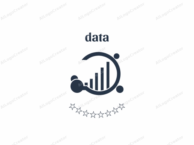 Este gráfico digital presenta un diseño elegante y minimalista ejecutado en un color sólido azul oscuro. El logo consiste en un arco semicircular en el lado izquierdo, con su extremo abierto hacia la derecha. Dentro del arco, cinco barras verticales altas