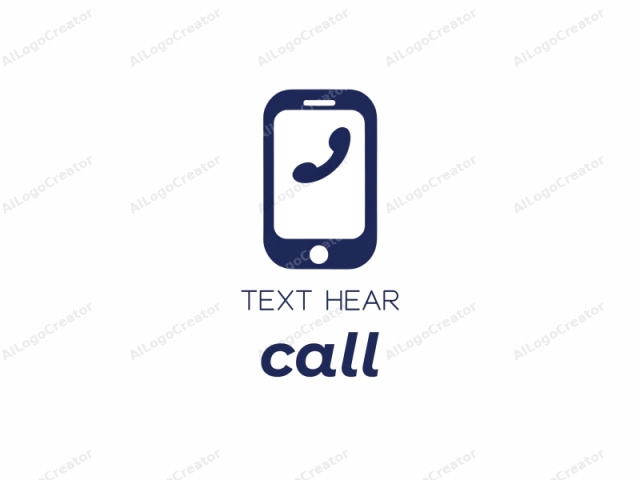 This is a simple, minimalist logo in dark blue, featuring a stylized silhouette of a smartphone against a stark white background. The smartphone is depicted in a classic upright position, with its screen slightly angled towards the viewer. The screen is dominated by