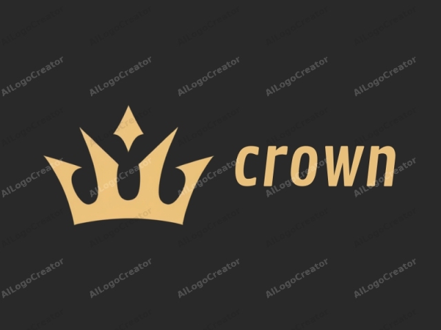 a golden crown set against a solid black background. The crown is stylized in a minimalist, modern design, characterized by clean lines and a simplistic yet elegant form. Each point of the crown is tapered and sharp, creating a sense of regal