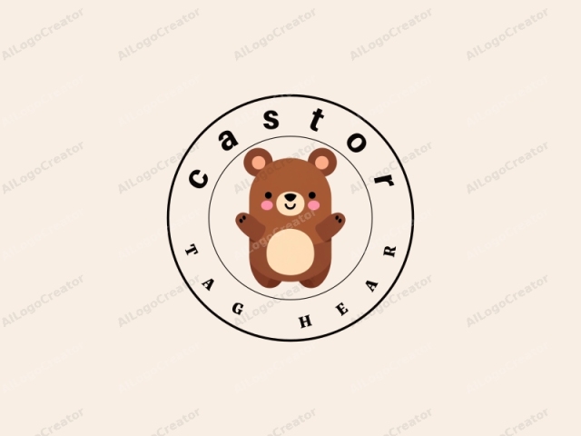 The logo image is a stylized cartoon drawing of a friendly bear. The bear is centrally positioned, standing upright with its arms lifted in a welcoming gesture. It has a round shape with a smooth, soft texture, characteristic of digital illustrations. The