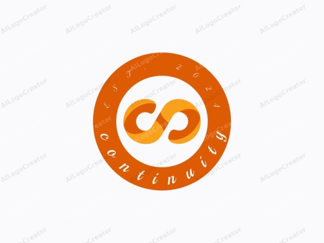 which features a stylized infinity symbol. The infinity symbol, commonly represented as two interlocking loops, is presented in a modern, minimalist design. The loops are rendered in vibrant shades of orange, with one loop slightly darker than the other, creating