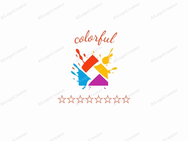 Das Logo ist ein modernes, abstraktes Design mit hellen, kräftigen Farben. Das zentrale Motiv besteht aus vier überlappenden, dreieckigen Formen, die in einer Diamantformation angeordnet sind. Die Dreiecke variieren in der Farbe: eines ist orange, eines ist rot, eines ist gelb und