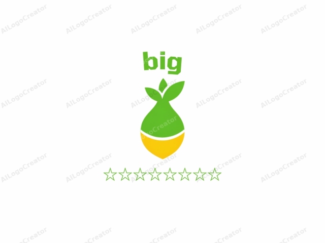 This minimalist logo features a stylized depiction of a green plant, with a yellow base. The design consists of two main elements: a vibrant green oval at the top and a bright yellow oval at the bottom. The green oval, reminiscent of a