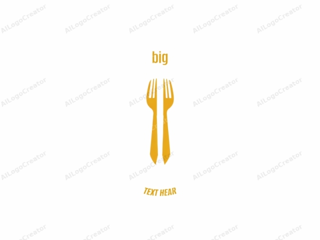 This is a minimalist logo depicting two bright yellow, modern, fork-like utensils, each with three tines, placed horizontally side by side. The forks are identical in design, with sharp, clean edges and a slight taper at the ends.