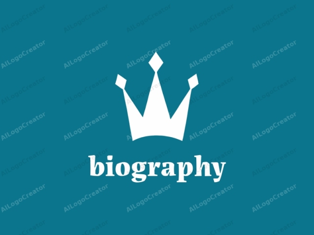 This image is a minimalist, flat design logo featuring a single, stylized white crown against a solid teal background. The crown is depicted in a clean, modern style without intricate details or shading. It consists of three symmetrical, pointed peaks,