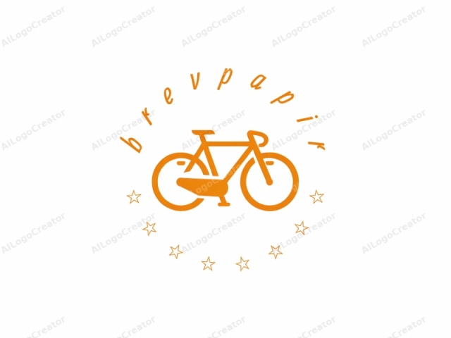 This image is a minimalist, stylized logo in orange, depicting a bicycle. The bike is rendered in a flat, simplified manner with thick, bold lines and no shading or gradients, characteristic of vector graphics. The design is clean and straightforward,