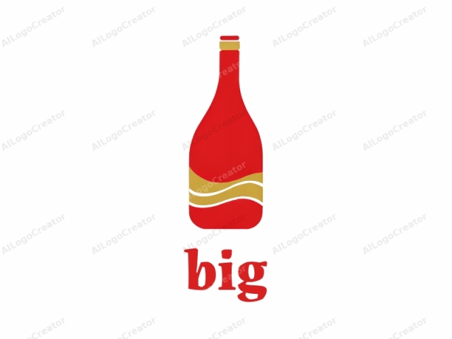 The image is a simple, minimalist logo of a glass bottle. The bottle is depicted in bright red and features a thick golden-yellow horizontal wave near the middle. This wave is a stylized depiction of a traditional wavy label found on many glass