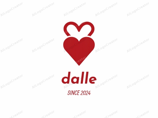 This is a minimalist logo, primarily featuring a bold, solid red heart shape centered on a stark white background. The heart is designed with clean, smooth lines, and its shape is slightly elongated at the bottom, giving it a more modern,