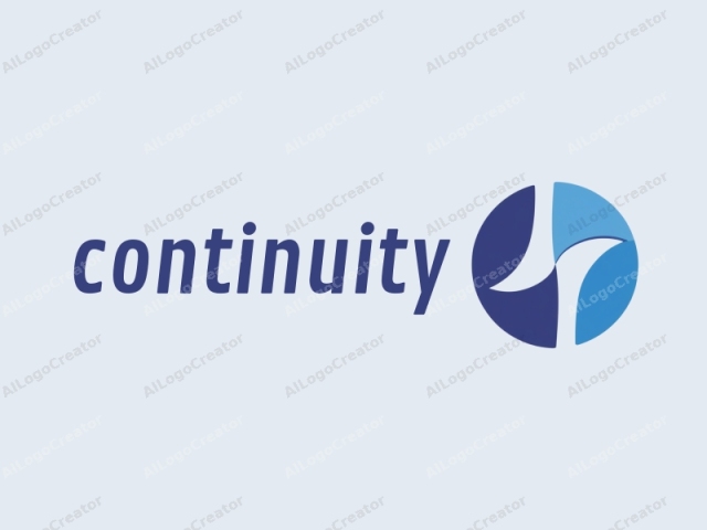 The logo is a simplified, abstract design featuring two stylized, curved shapes that intersect each other. The primary colors used are blue and white. One of the curved shapes is positioned horizontally and extends across the top half of the circle, while the