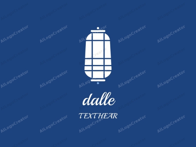 This image is a minimalist logo featuring a lantern design rendered in a flat, white, and simplistic style against a solid blue background. The lantern, centrally positioned, is composed of a cylindrical body with a flat top and a circular base. It is