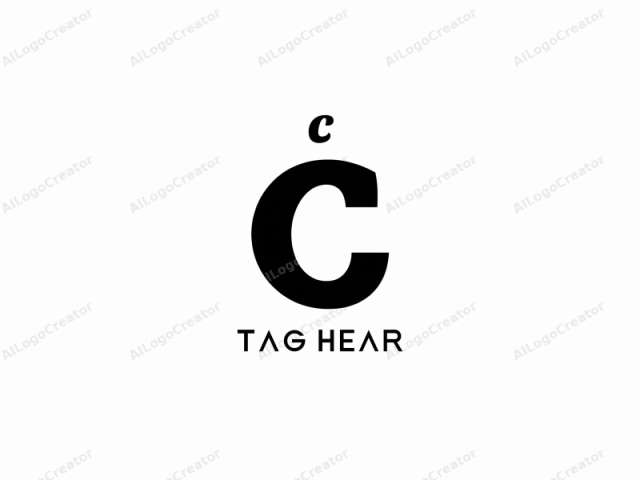 大胆なサンセリフフォントで描かれた単一の大きな大文字「C」を特徴としています。文字は純白の背景に真っ黒で描かれ、ハイコントラストで視覚的に印象的な外観を作り出しています。フォントはシンプルでありながら効果的です。