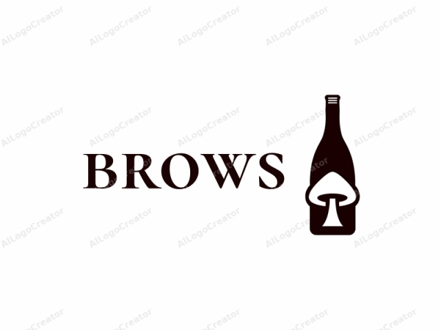 a wine bottle. This logo image, rendered in a minimalistic and monochromatic style, features a wine bottle in silhouette. The bottle is depicted in a dark, solid color, typically black or dark brown, against a stark white background,