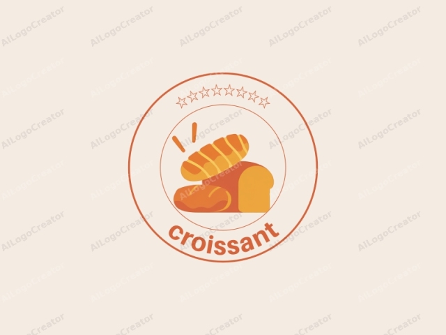 This logo is a clean, minimalist drawing in a flat design style, featuring three stylized bread products. The primary focus is on a loaf of bread with a golden-brown, smooth texture. This loaf is placed slightly to the right and is