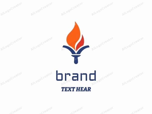 featuring a stylized design that combines elements of flame and torch. The logo comprises a simplified, abstract representation of a torch. The flame is depicted as a vibrant, triangular shape in bright orange with a gradient of lighter hues towards the top. It