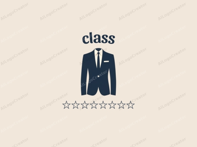 un profesional de negocios. Esta imagen es un dibujo minimalista y de estilo plano de un traje de hombre, representado en un tono azul monocromático sobre un fondo beige claro. El traje está ilustrado en un diseño limpio y moderno, sin detalles o texturas intrincadas