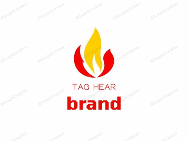 featuring a stylized fire icon. This minimalist logo depicts a flame in a simplistic, modern, and abstract style. The central element of the logo is a bold, yellow, triangular shape that represents the flame's tip, with a sharp point extending upwards