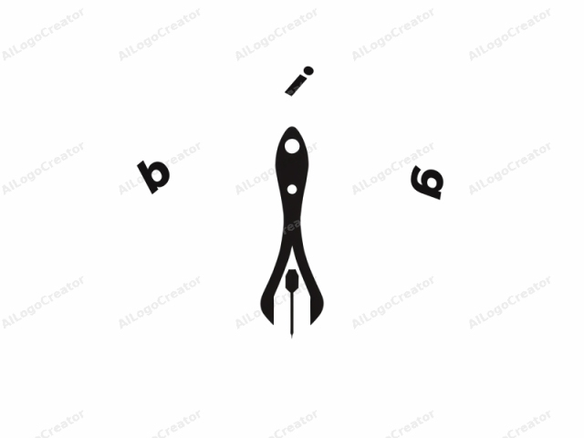 The logo is a minimalist, black and white drawing of a stylized rocket ship. The rocket's design is sleek and modern, featuring a smooth, streamlined shape with clean lines. At the top, there is a circular opening or aperture, which