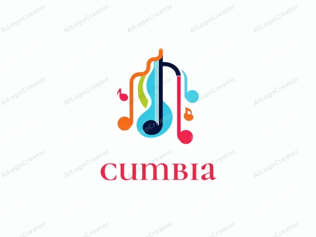 in a modern, abstract style. The logo is a colorful, stylized musical note. It features a large black musical staff that occupies the center of the design, flanked by smaller, multicolored notes. These notes are arranged in a semi