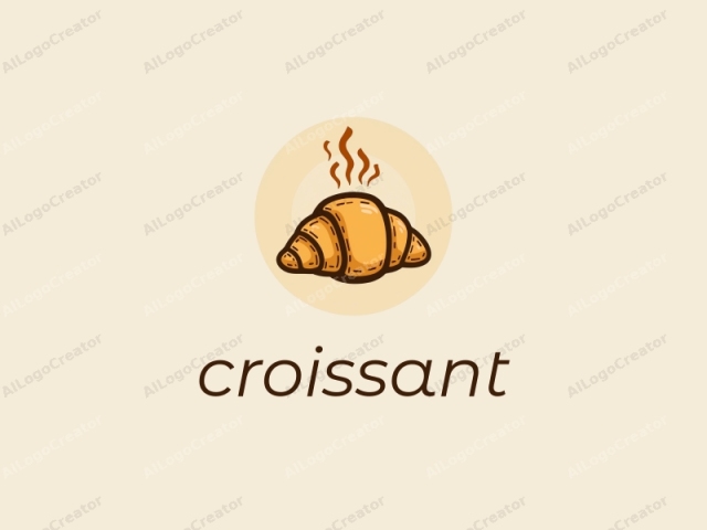 This is a digital drawing, depicting a single, stylized croissant. The croissant is rendered in a smooth, polished texture with a vibrant golden brown color, indicative of freshly baked pastry. Its surface shows a slight gloss, suggesting recent baking