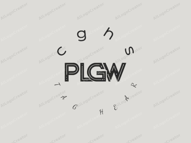 "PLGW" in a minimalist style. This minimalist design features the word "PLGW" prominently in the center of a light grey gradient background. The word is written in a bold, sans-serif typeface with a slight vintage or retro feel