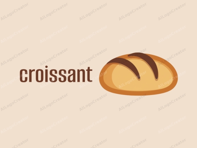 This is a minimalist logo image depicting a single loaf of bread against a beige background. The loaf has a smooth, round top and two dark, curved lines indicating the bread's signature crisscross pattern on the top surface. The bread is colored