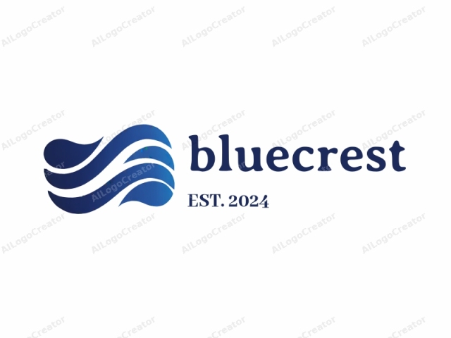 The logo is a simplified abstract design with a modern, sleek aesthetic. It features three wavy lines of varying thickness and depth, arranged horizontally, with a dominant deep blue color. The lines curve gracefully in a fluid, wave-like motion, suggesting