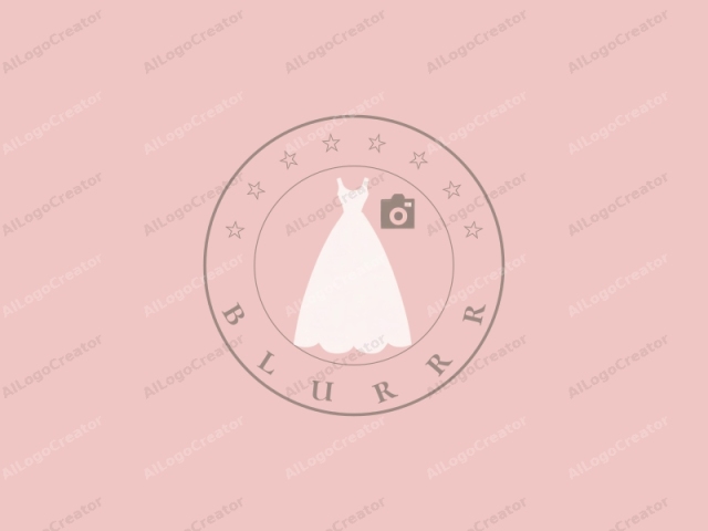 Este dibujo digital minimalista presenta una silueta de un vestido de novia sobre un fondo rosa uniforme. El vestido, representado en un color blanco limpio, está posicionado centralmente y presenta un escote alto y una falda larga y amplia con bordes festoneados, característica