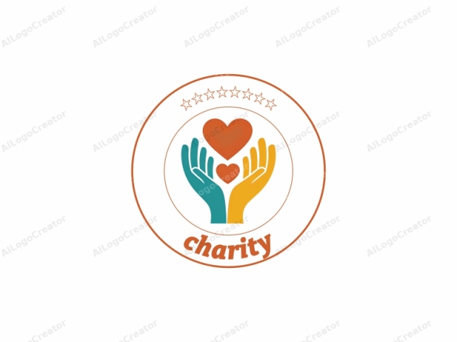 This is a simple, digitally created logo image featuring two hands in the foreground, each drawn in a solid, flat color. The left hand is teal blue, and the right hand is yellow, symbolizing support and nurturing. The hands are positioned