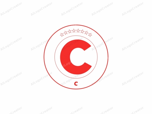 This is a minimalist logo featuring a single bold, capital letter "C" in a bright red hue, centered on a stark white background. The letter "C" is smooth and sans-serif, with clean, sharp edges and a uniform thickness throughout