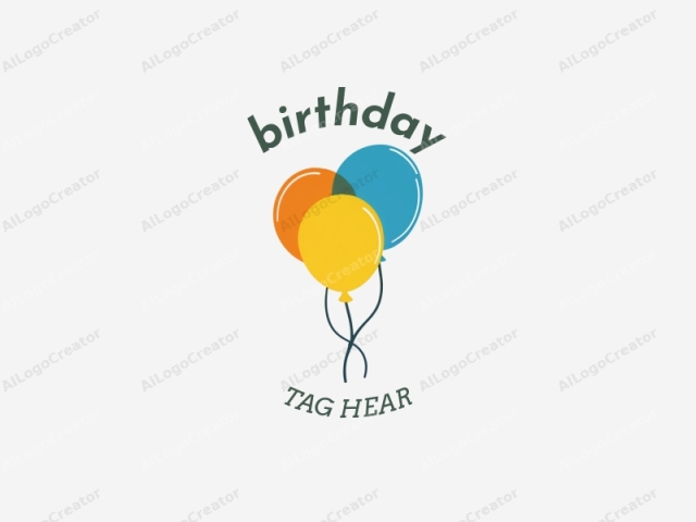 This digital illustration features three balloons in vibrant colors against a plain white background. The balloons are drawn in a simplistic, clean, and modern style with no shading or intricate details. They are circular and have thin black strings attached to their stems, which