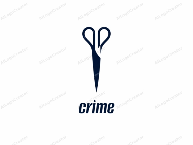 The image is a minimalist, monochromatic logo featuring an abstract, stylized representation of scissors. The scissors are depicted in a solid, deep blue color, set against a plain white background. The design is simplified, with only the essential lines