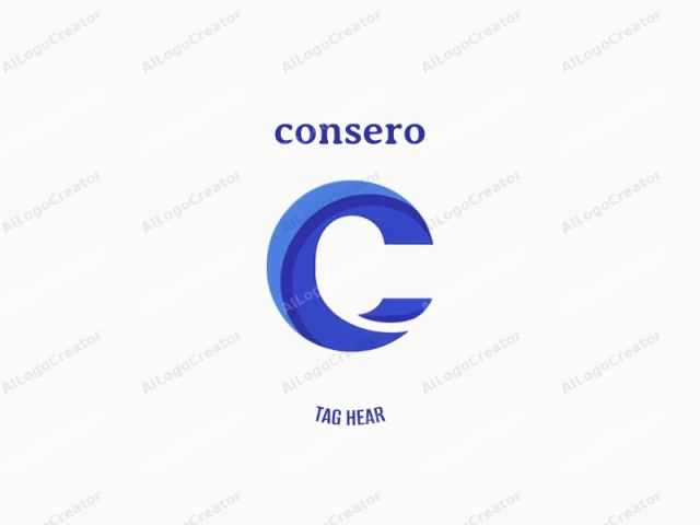 The image features a modern, minimalist logo centered on a white background. The logo is composed of a stylized, three-dimensional letter "C," designed in a smooth, flowing curve. The "C" is rendered in shades of blue, with