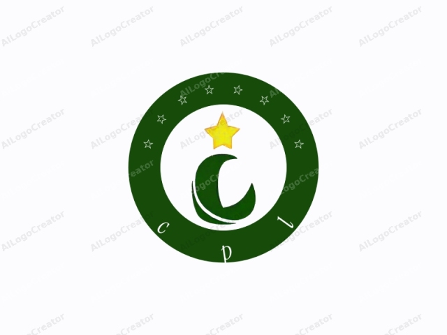 El logo es un diseño estilizado y minimalista que presenta dos elementos principales: una estrella y una forma curva verde. Ubicado centralmente sobre un fondo blanco, la estrella es de un amarillo brillante y parece estar hecha de un material brillante, lo que le da una cualidad reflectante.