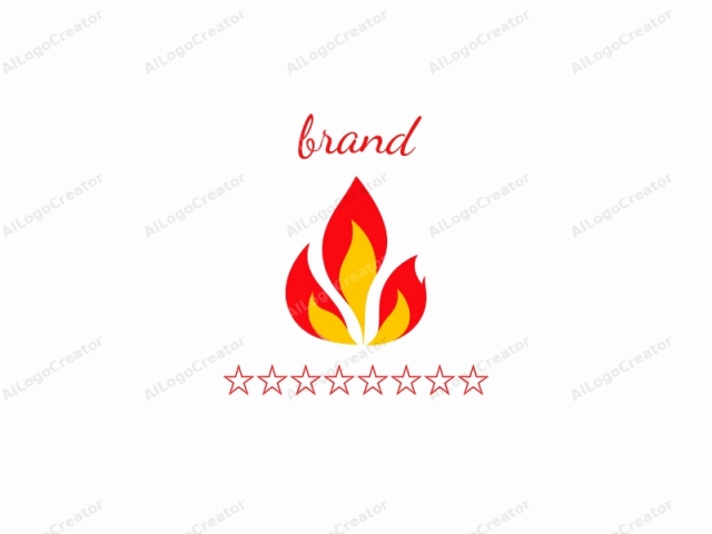 featuring a stylized, modernistic, and vibrant design. The image is a simplified, abstract depiction of flames set against a white background. The flames are rendered in bright, bold colors with sharp, clean lines, evoking a sense of intensity and