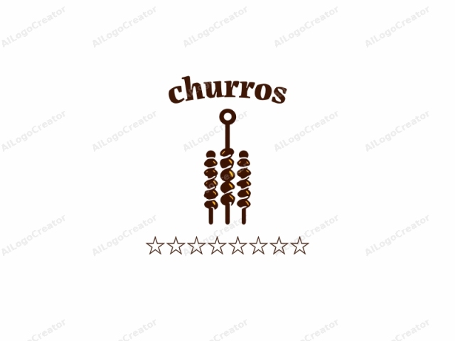 This is a simple, minimalistic logo design featuring three skewers with roasted chicken pieces. The background is white, providing a stark contrast to the dark brown of the skewers and chicken. Each skewer has a distinct, smooth texture, with