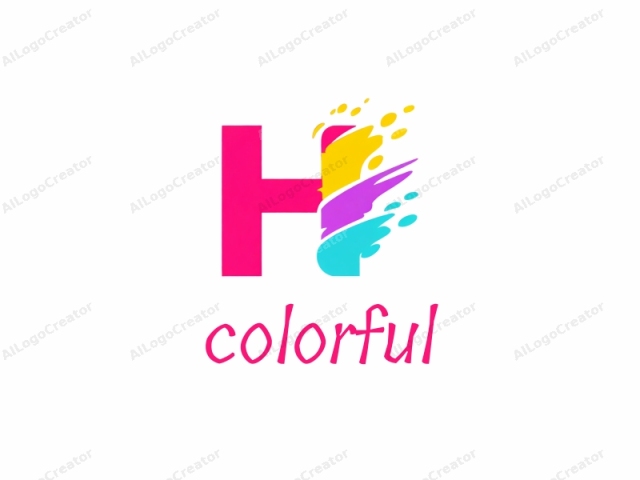 Das Logo zeigt einen großen, mutigen Buchstaben "H", der den zentralen Raum einnimmt. Der Buchstabe "H" ist in hellen, lebendigen Farben dargestellt, wobei der erste Abschnitt von oben links nach unten rechts magenta ist. Die Mitte