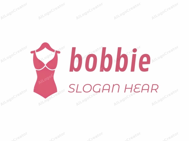 This logo is a simplified, vector-based illustration of a woman's swimsuit depicted in a bright coral pink hue against a stark white background. The swimsuit is represented in a stylized manner, without any details or textures, giving it a clean