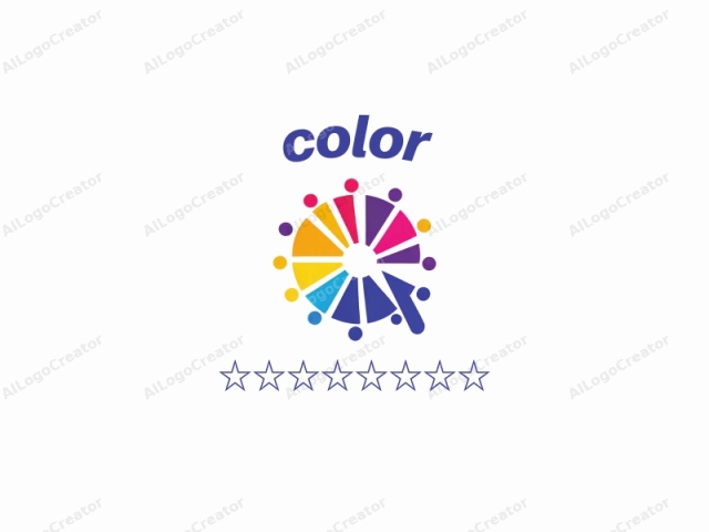 a colorful, modern abstract design. The logo features a stylized geometric shape resembling a circle divided into segments by straight lines. Each segment is filled with a different color, transitioning smoothly from bright yellow at the top right to vibrant magenta at the