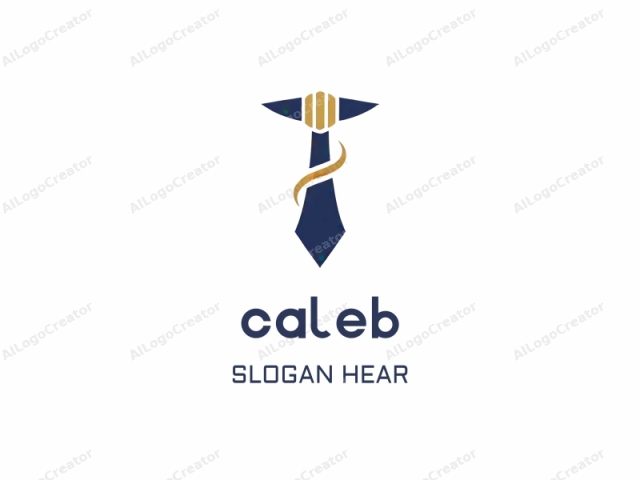 This logo is a stylized, abstract representation of a pickaxe or mining tool. The main figure is depicted in deep navy blue, with the handle and head of the pickaxe forming a prominent, inverted V shape at the top, while the