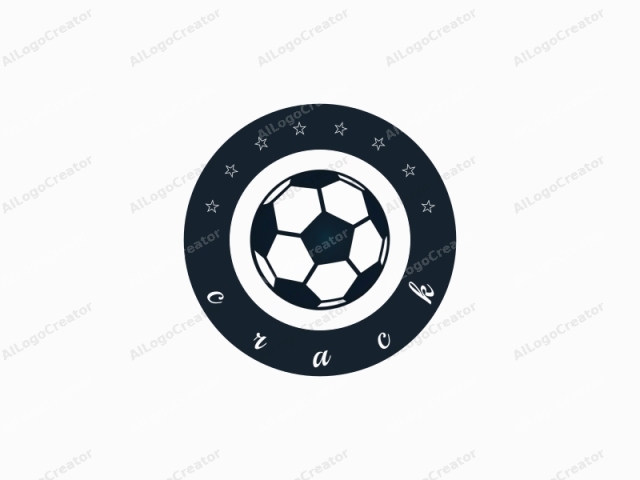 The logo is a minimalist, digital drawing of a classic soccer ball, consisting of alternating pentagonal and hexagonal black and white panels. The ball is positioned centrally, with the top slightly tilted to the left, creating a dynamic yet balanced appearance.